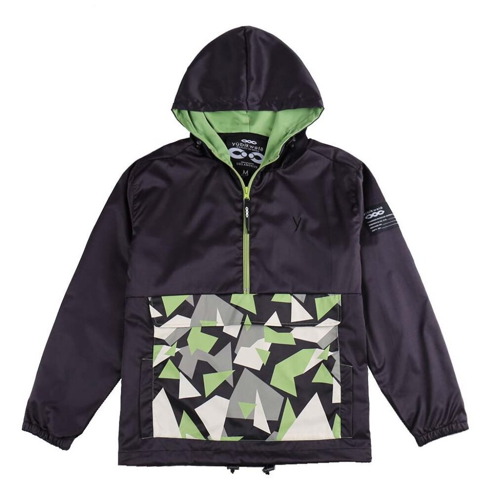 Men's Windbreaker Hooded Half Zipper Jacket for Hiking Trip Size L